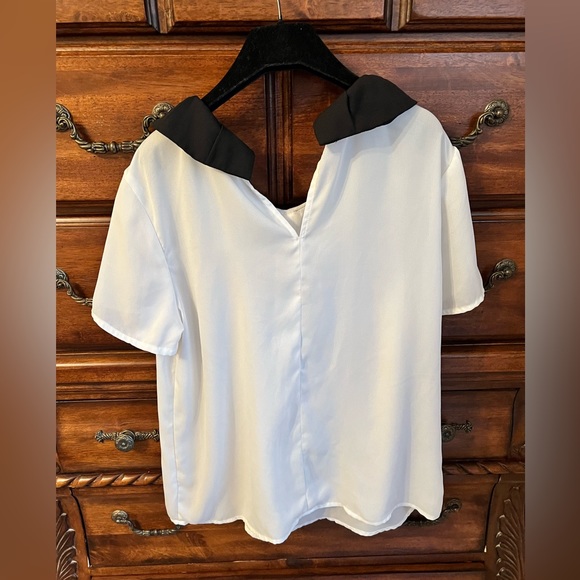 Bongo white blouse with black collar and bow size XL - Picture 3 of 10